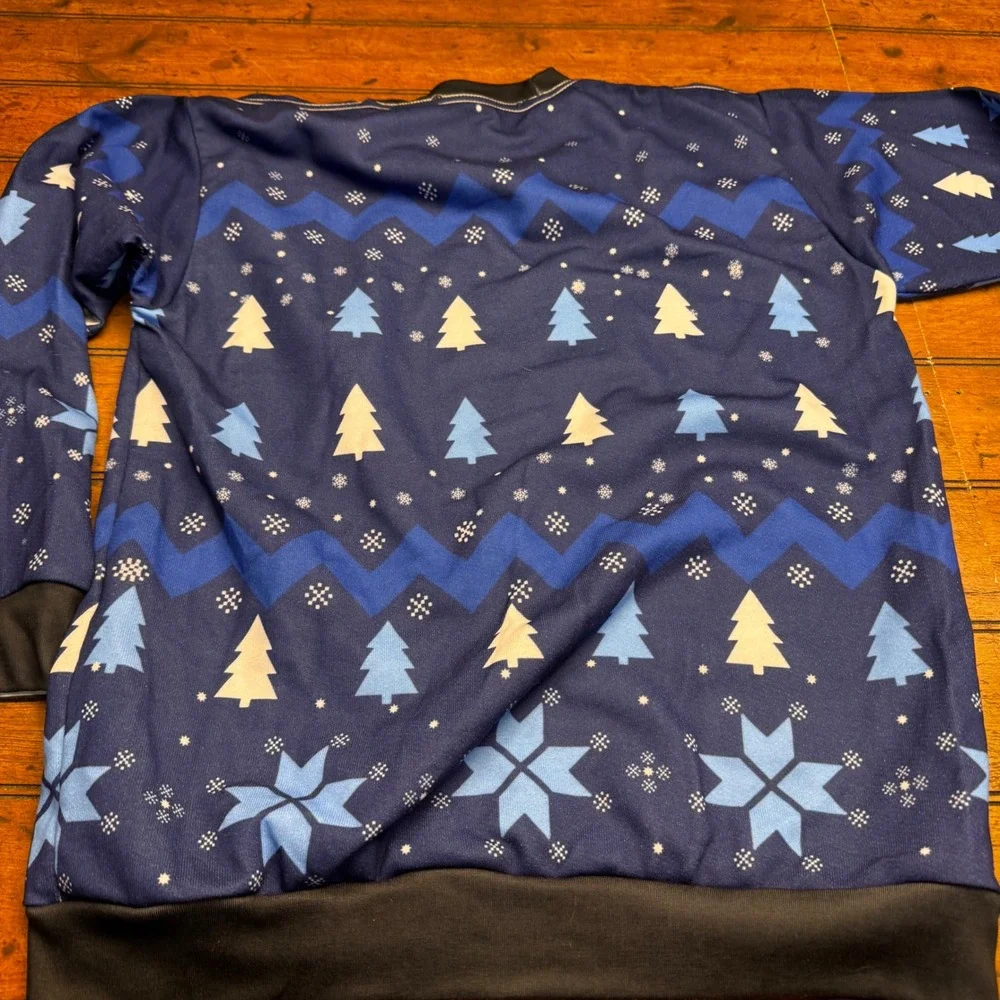 Funny Political‎ Satire Ugly Christmas Sweater Sweatshirt Navy Blue Mens Large